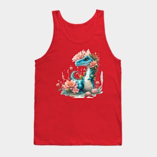 Cute floral trex dynosaur Tank Top